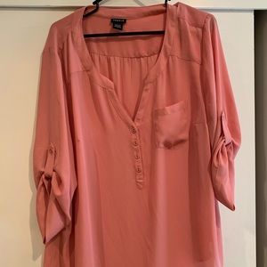 Torrid Harper Georgette One Pocket Pullover Blouse 2X Pink
